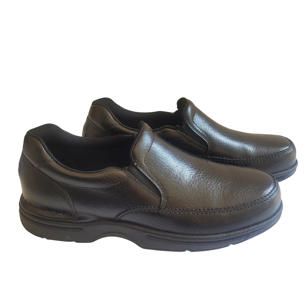 Rockport Mens Eureka Slip On Black Leather Loafers RMEUREKASLIPON Size 10.5 M